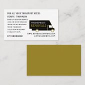 Carte De Visite Van d'enlèvement noir et or, société d'enlèvement (Devant / Derrière)