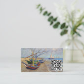 Carte De Visite Van Gogh - Bateaux de pêche sur la plage - QR Code (Debout devant)