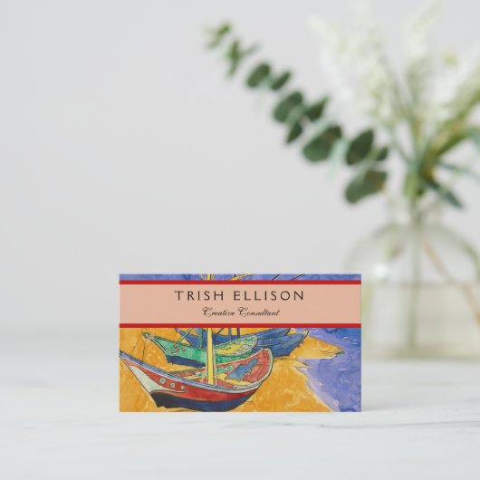 Carte De Visite Van Gogh Bateaux Plage impressionniste (Debout devant)