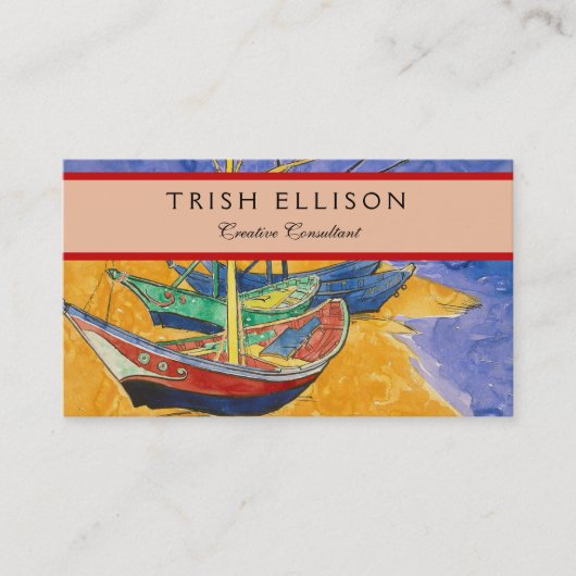 Carte De Visite Van Gogh Bateaux Plage impressionniste (Devant)