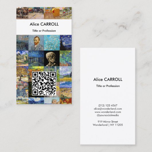 Carte De Visite Van Gogh - Chefs-d'oeuvre Mosaic Patchwork - QR Co (Devant / Derrière)