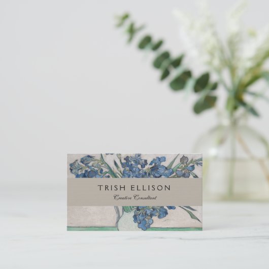 Carte De Visite Van Gogh Iris Vase Peinture Impressionnisme (Debout devant)