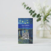 Carte De Visite Van Gogh - Nuit étoilée sur le Rhône - Code QR (Debout devant)