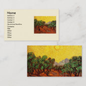 Carte De Visite Van Gogh Oliviers avec ciel jaune et soleil (Devant / Derrière)