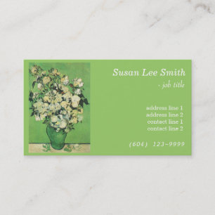 Carte De Visite Van Gogh Rose rose pink dans un vase professionnel