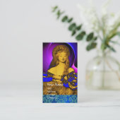 Carte De Visite VANITÉ BEAUTÉ-MODE COSTUME DESIGNER Blue Damask (Debout devant)