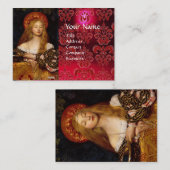 Carte De Visite VANITÉ BEAUTÉ-MODE COSTUME DESIGNER Red Damask (Devant / Derrière)