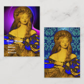 Carte De Visite VANITÉ BEAUTY MODE COSTUME DESIGNER Blue Damask (Devant / Derrière)