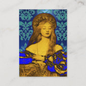 Carte De Visite VANITÉ BEAUTY MODE COSTUME DESIGNER Blue Damask (Dos)
