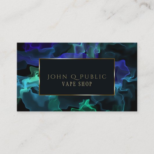 Carte De Visite Vapeur Turquoise bleu noir pour Vape Shopping (Devant)
