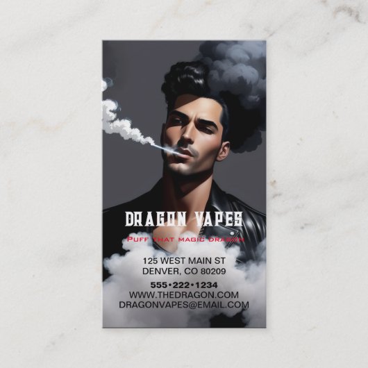 Carte De Visite Vapor Vape Plume de fumée noir et blanc (Devant)