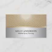 Carte De Visite Vaporisateur Salon de bronzage moderne Argent & Or (Devant)