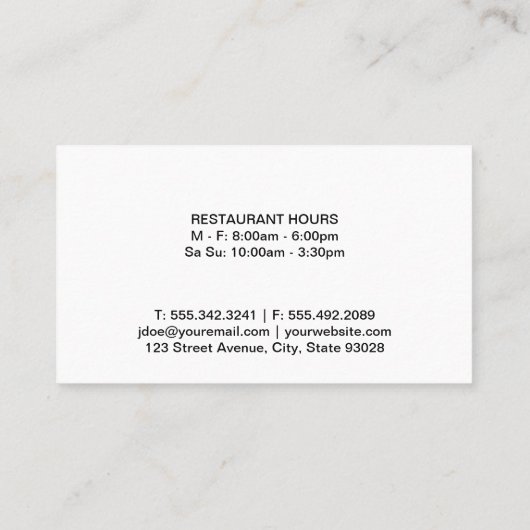 Carte De Visite Variation de la broche (blanche) | Chef exécutif (Dos)