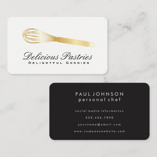 Carte De Visite Variation de Whisk (or) | Maître culinaire (Devant / Derrière)