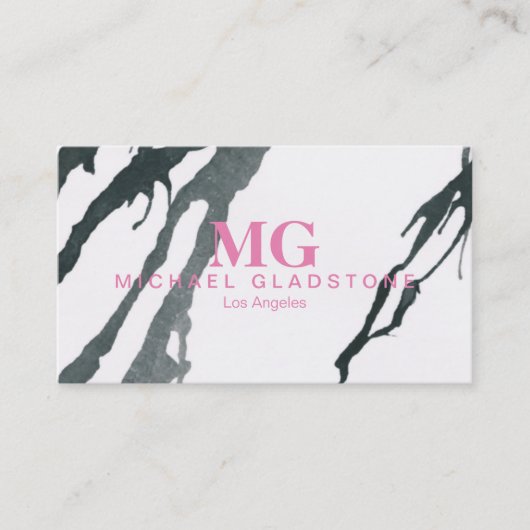 Carte De Visite Variation d'encre de monogramme (rose) (Devant)