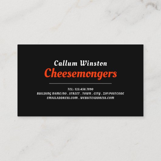 Carte De Visite Variété de fromage, fromage (Dos)