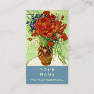 Carte De Visite Vase avec des marguerites et des pavots par Van