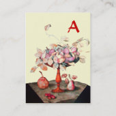 CARTE DE VISITE VASE DE FRUITS DE SAISON, FLEURS, PAIRES FEUILLES (Dos)