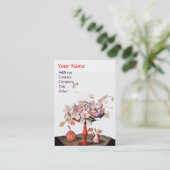 CARTE DE VISITE VASE DE FRUITS DE SAISON, FLEURS, PAIRES FEUILLES  (Debout devant)