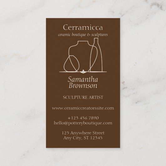 Carte De Visite Vase de poterie Brown foncée Instructions en argil (Dos)