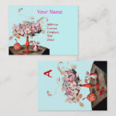 Carte De Visite VASE FRUITS DE SAISON, FLEURS, FEUILLE MONOGRAM Bl (Devant / Derrière)