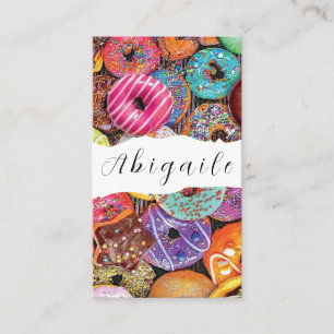 Carte De Visite Vecteur de donuts vintage sans couture Feather