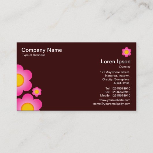 Carte De Visite Vector Flower - Marron Foncé (Devant)