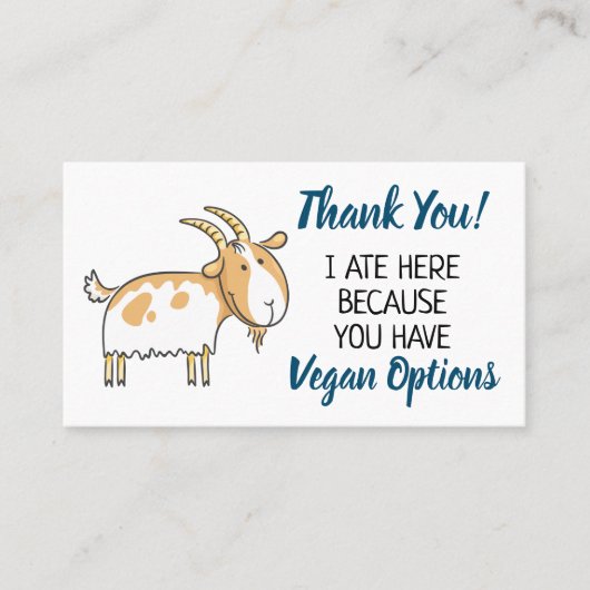 Carte De Visite Vegan extension restaurant merci (Devant)