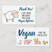 Carte De Visite Vegan extension restaurant merci (Devant / Derrière)