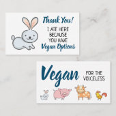 Carte De Visite Vegan extension restaurant merci (Devant / Derrière)