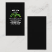 Carte De Visite Vegan Lifestyle Statement Activiste Pro Vegan (Devant / Derrière)