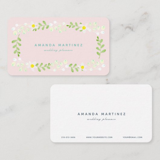 Carte de visite végétal rose clair (Devant / Derrière)