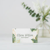 Carte De Visite Végétation aérée et feuille d'or (Debout devant)
