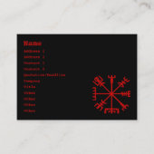 Carte De Visite Vegvísir rouge sang (boussole de Viking) (Devant)