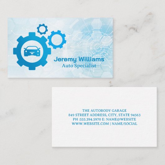 Carte De Visite Vehicle Gears Illustrations | Tech Background (Devant / Derrière)