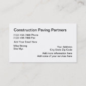 Carte De Visite Véhicule à roulettes de construction (Dos)