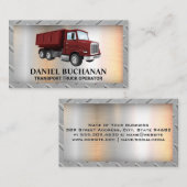 Carte De Visite Véhicule de camion rouge | Arrière - plan métalliq (Devant / Derrière)