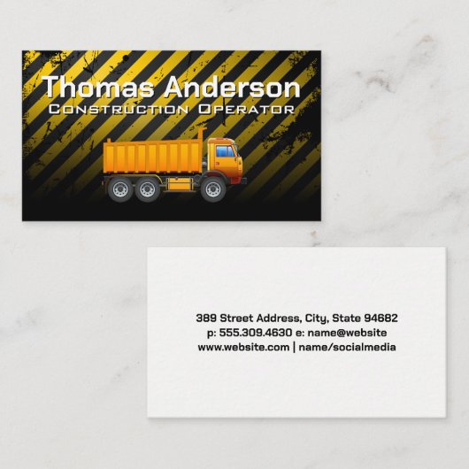 Carte De Visite Véhicule de camionnette de construction (Devant / Derrière)