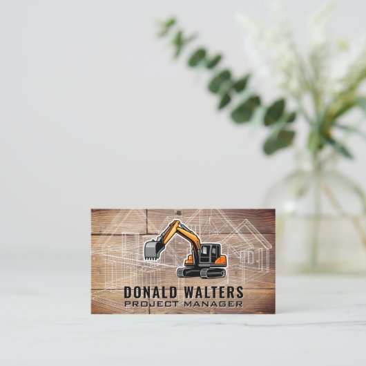 Carte De Visite Véhicule de construction | Bois de plan (Debout devant)