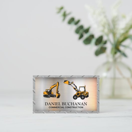 Carte De Visite Véhicule de construction | Bordure de grille d'aci (Debout devant)