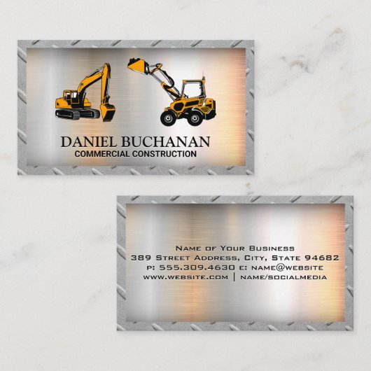Carte De Visite Véhicule de construction | Bordure de grille d'aci (Devant / Derrière)