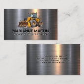 Carte De Visite Véhicule de construction Bulldozer | Lumière métal (Devant / Derrière)