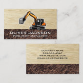 Carte De Visite Véhicule de construction d'excavateur | Grain de b (Devant / Derrière)