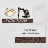 Carte De Visite Véhicule de construction d'excavateur | Perceuse | (Devant / Derrière)