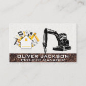 Carte De Visite Véhicule de construction d'excavateur | Perceuse | (Devant)