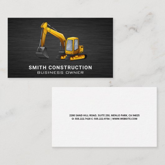 Carte De Visite Véhicule de construction | Digger terrestre (Devant / Derrière)