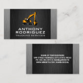 Carte De Visite Véhicule de construction | Métal argenté noir (Devant / Derrière)