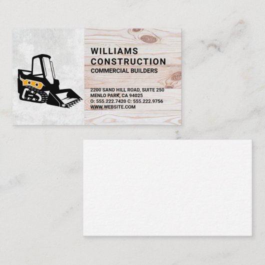 Carte De Visite Véhicule de construction Skid Steer | Bois (Devant / Derrière)