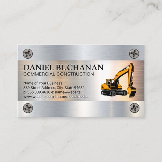 Carte De Visite Véhicule de déplacement de terre de construction | (Devant)