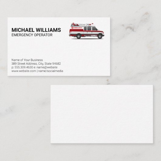 Carte De Visite Véhicule de secours (Devant / Derrière)